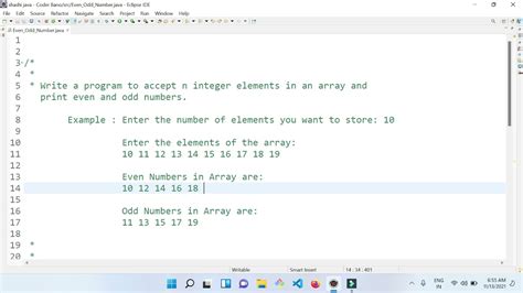 Java Program to print Odd and Even Numbers from an Array.
